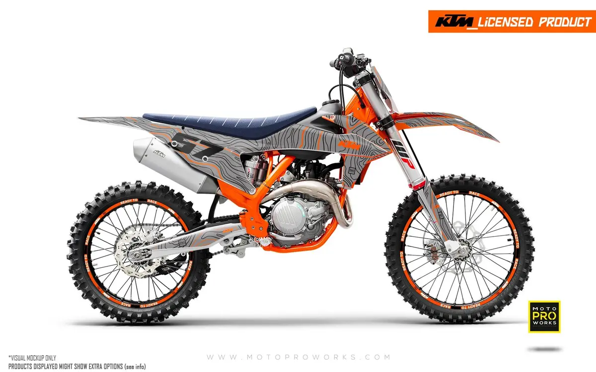 Ktm Xc / Xc-F / Xc-W Graphics - "Topography" (Grey/Orange) 1