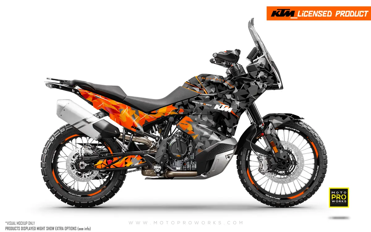 Ktm 790/890 Adventure R/S 2023 Graphics - "Flake" (Black/Orange) 1