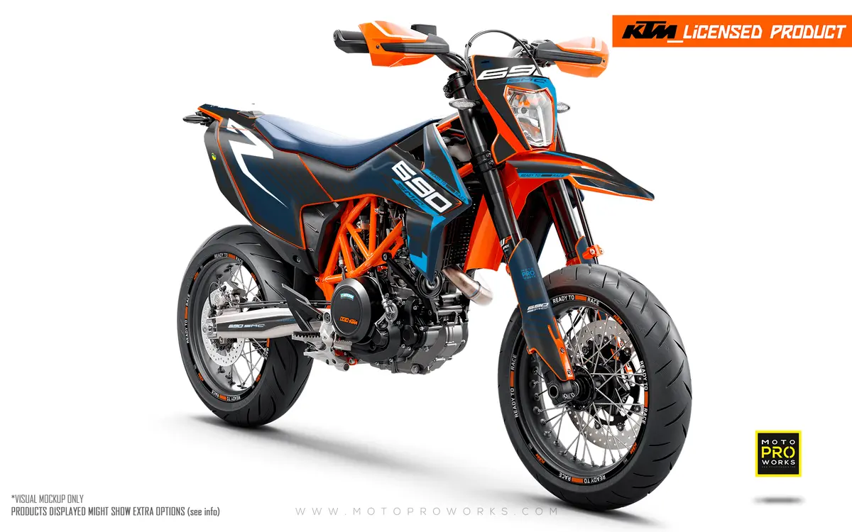 Ktm 690 Enduro Graphics - "Fuel" (Blue/Dark Grey) 2