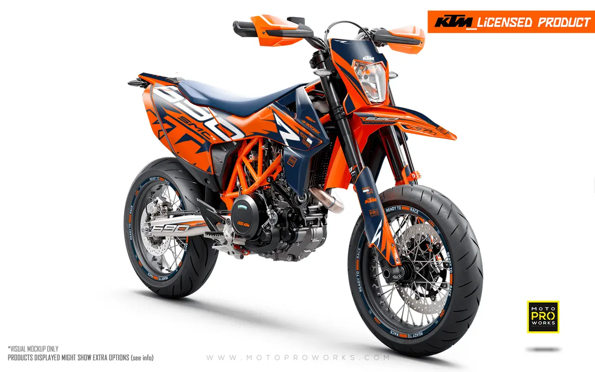 Ktm 690 Enduro Graphics - "Quickshift" (Blue/Orange/White) 2