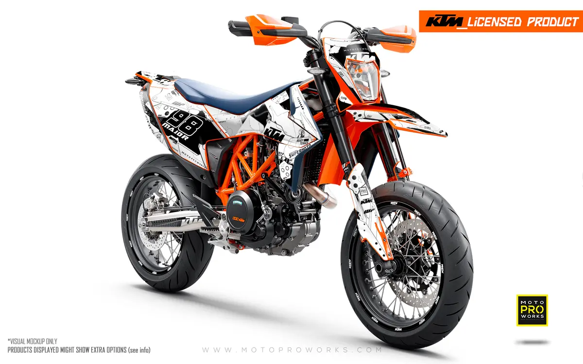 Ktm 690 Enduro Graphics - "Armatech" (White) 2