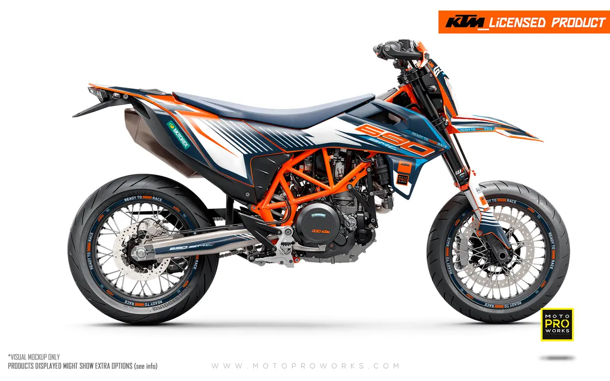 Ktm 690 Enduro Graphics - "Fuel" (Blue/White/Orange) 1