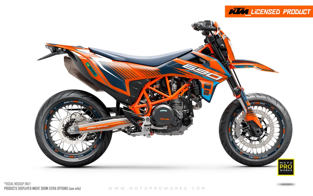 Ktm 690 Enduro Graphics - "Fuel" (Orange/Blue) 1