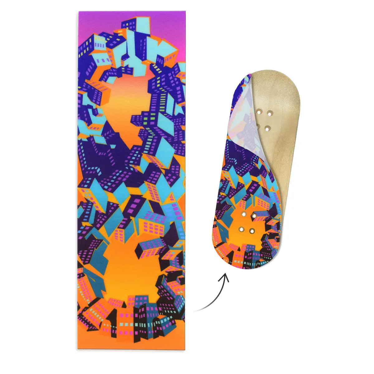 "Infinite City" Artist Collaboration Deck Graphic Wrap - 35Mm X 110Mm 1