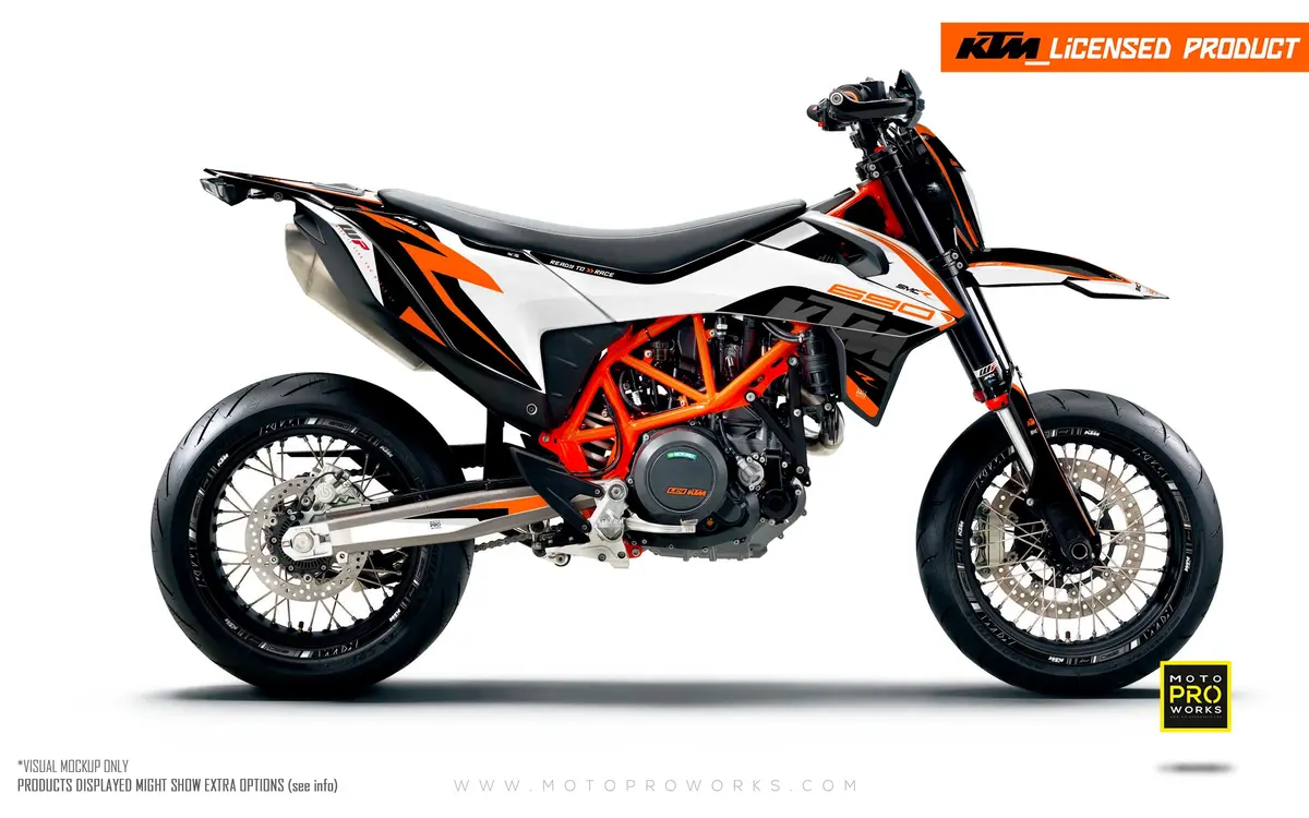 Ktm 690 Smc-R Graphics - "Torque" (White/Black/Orange) 1