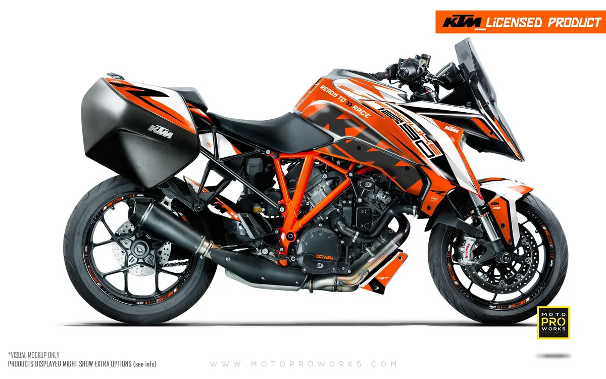 Ktm 1290 Super Duke Gt Graphics - "Torque" (White/Orange) 1