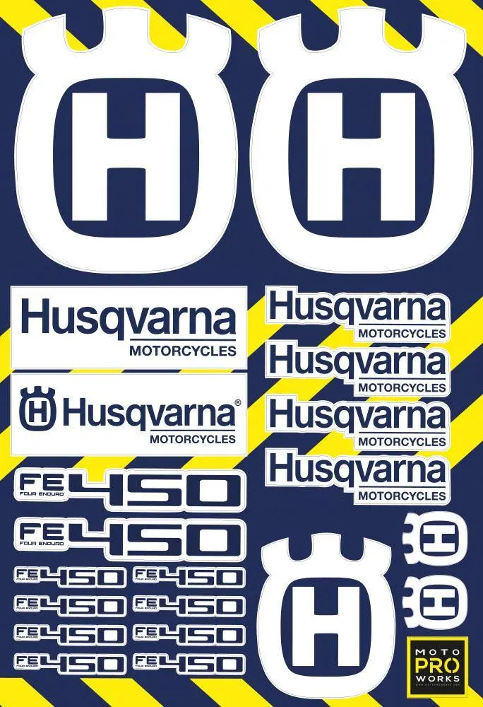 Husqvarna Sticker Sheets - "Cc/Logo" (White) 1