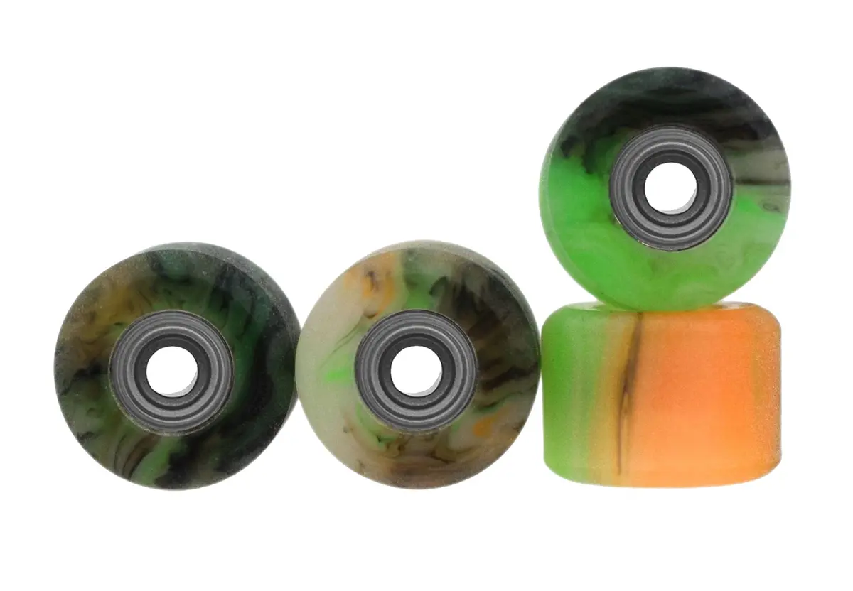 Apex Shorty Wheels - 61D Urethane - Abec-9 Bearings - "Spooky Swirl" 1
