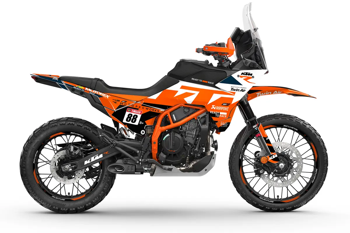 Ktm 390 Adventure R / X Graphics - "Nomadic" (White/Blue/Orange) 1