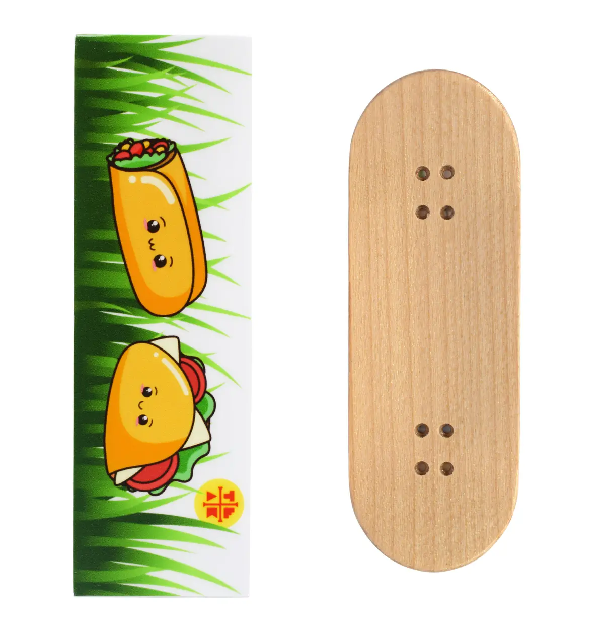 Teak Swap Fingerboard Deck & Graphic Wrap - "Happy Tacos" - 32Mm X 97Mm 1