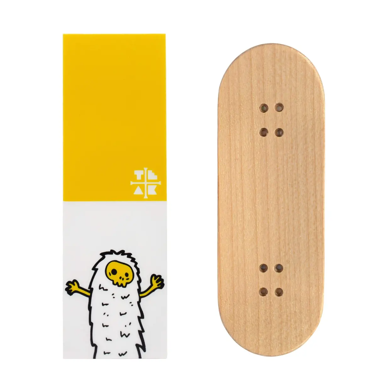 Teak Swap Fingerboard Deck & Graphic Wrap - "Mini Yeti" - 32Mm X 97Mm 1