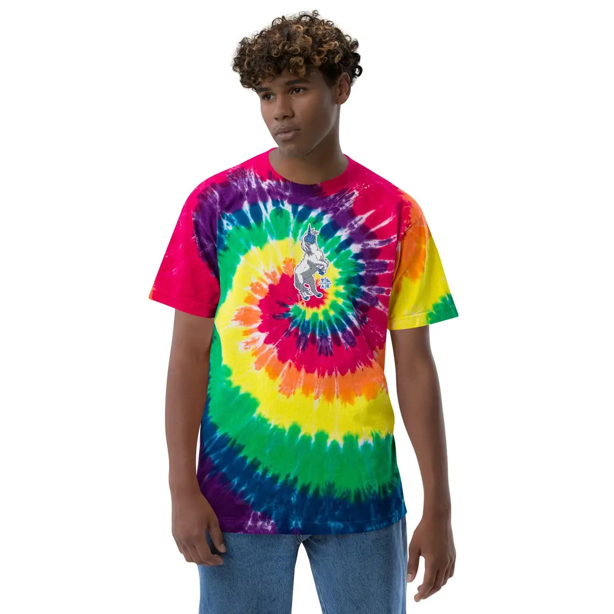 Embroidered Yeticorn Oversized Tie-Dye T-Shirt 1