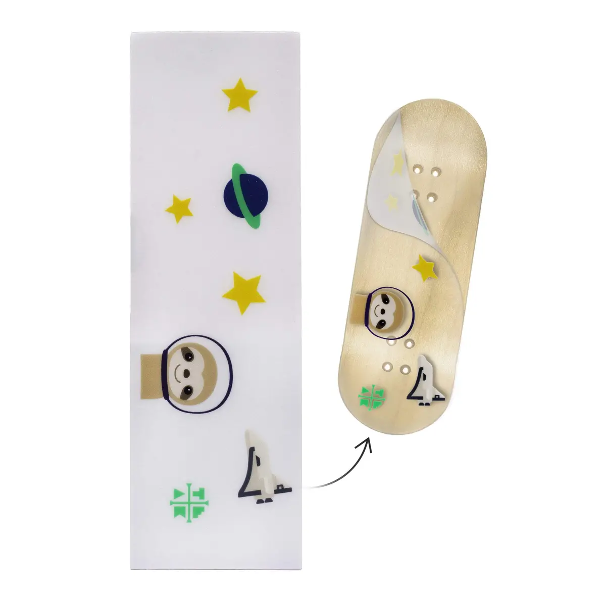 "Sloth In Space" Deck Graphic Wrap (Transparent Background) - 35Mm X 110Mm 1