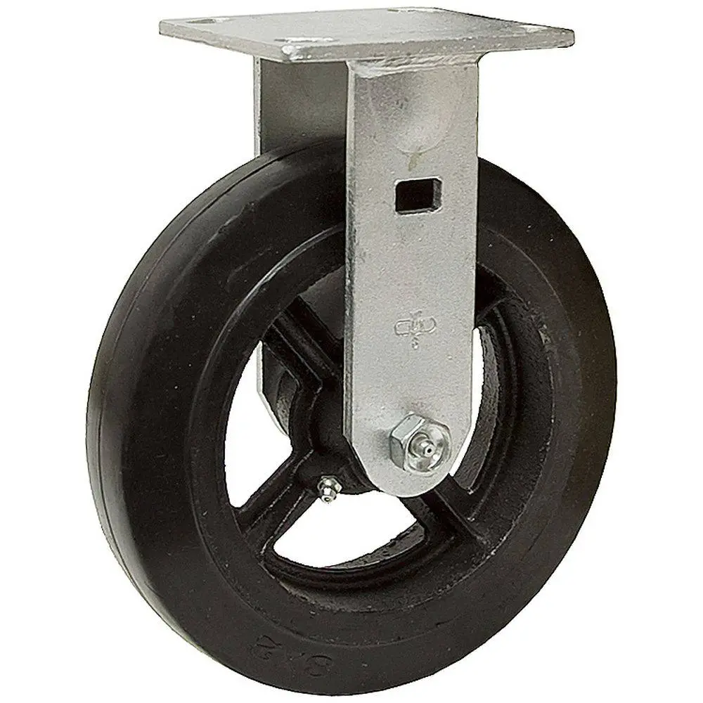 8" X 2" Mold-On Rubber Cast Wheel Rigid Caster - 600 Lbs. Capacity 1