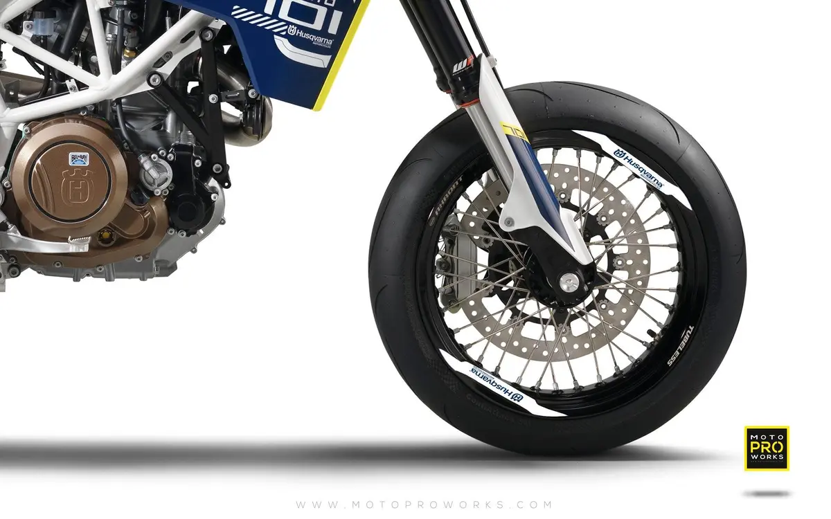 Rim Decal - "Husqvarna" (White/Blue) 1