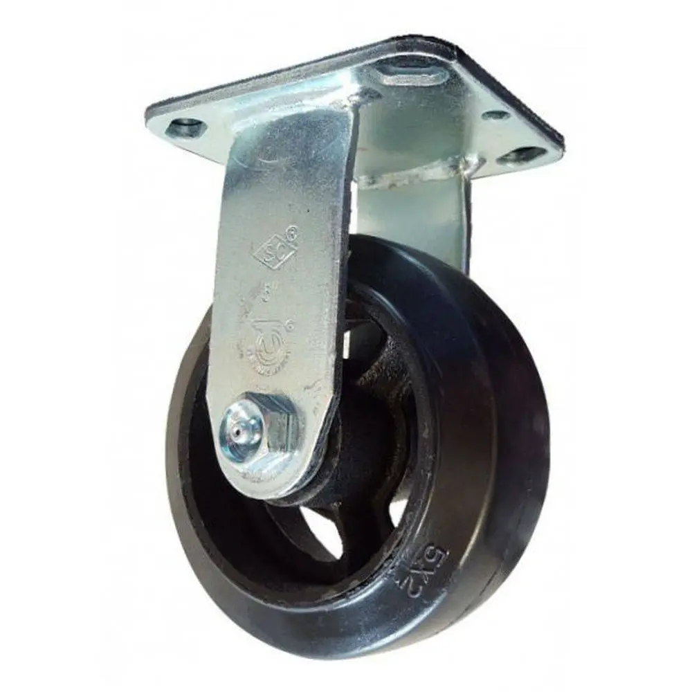 5" X 2" Mold-On Rubber Cast Wheel Rigid Caster - 400 Lbs. Capacity 1