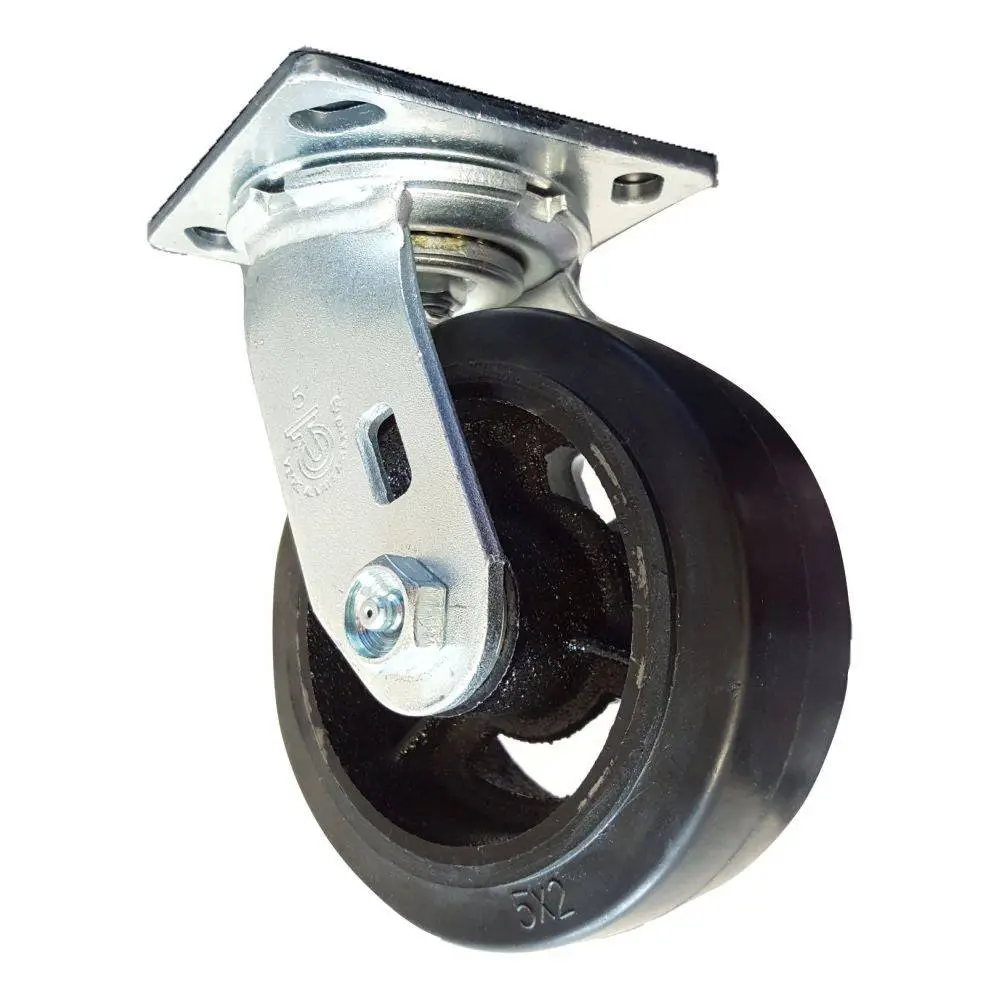 5" X 2" Mold-On Rubber Cast Wheel Swivel Caster - 400 Lbs. Capacity 1