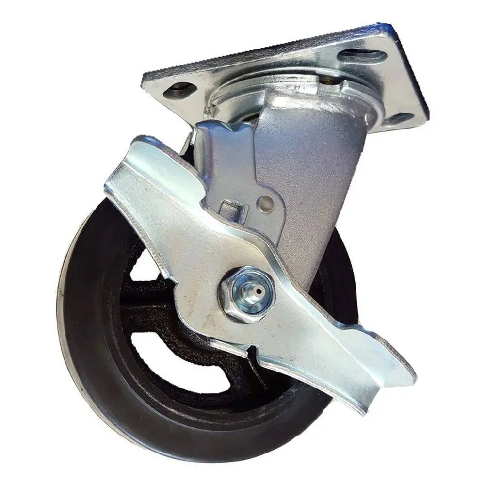 5" X 2" Mold-On Rubber Cast Swivel Caster, Top Lock Brake - 400 Lbs. Cap. 1