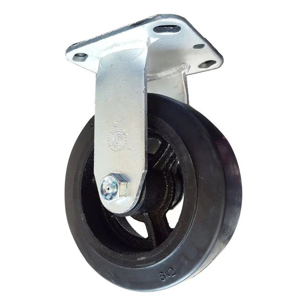 6" X 2" Mold On Rubber Cast Wheel Rigid Caster - 550 Lbs. Capacity 1