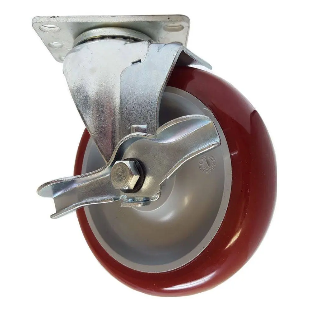 5" X 1-1/4" Polymadic Wheel Swivel Caster W/ Brake- 350 Lbs. Capacity 1