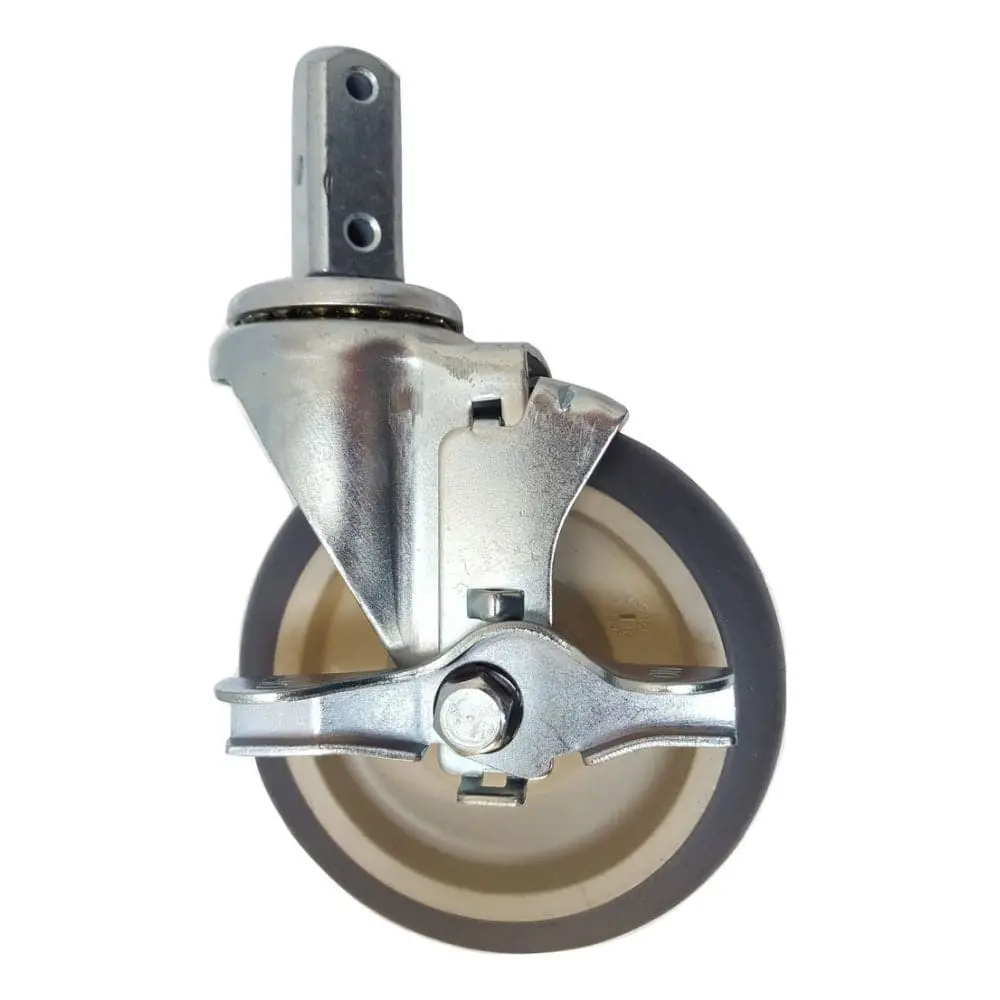 5" X 1-1/4" Thermo-Pro Wheel Square Swivel Stem Caster W/ Brake - 300 Lbs. Cap. 1
