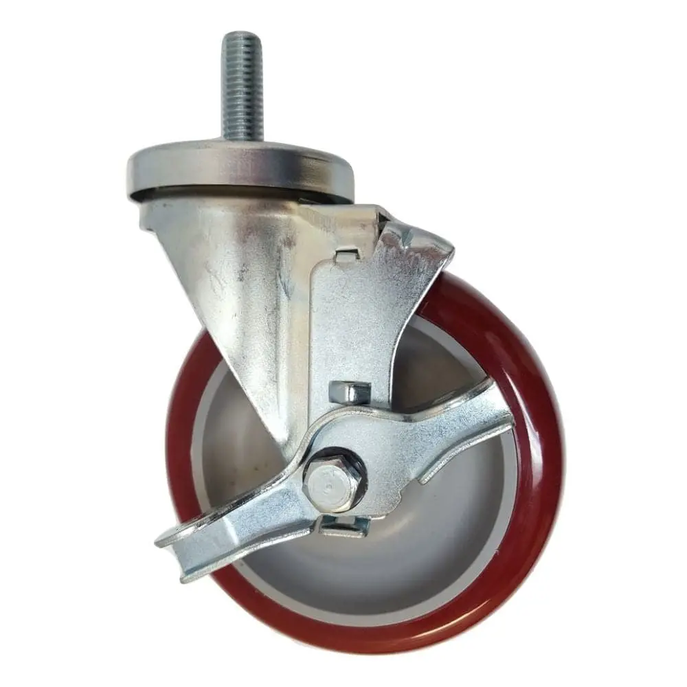 5" X 1-1/4" Polymadic Threaded Swivel Stem Caster, Brake (1/2") - 350 Lbs. Cap. 1