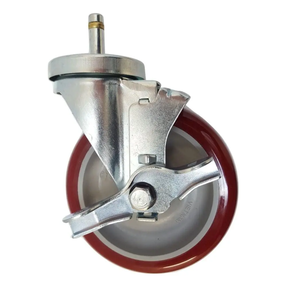 5" X 1-1/4" Polymadic Swivel Grip Ring Stem Caster (7/16"), Brake, 340 Lbs. Cap 1