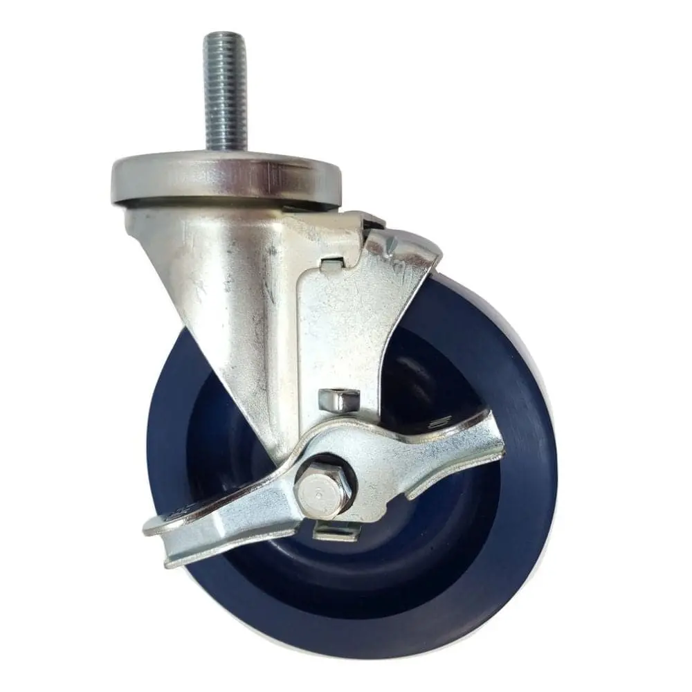 5" X 1-1/4" Duralastomer Threaded Swivel Stem Caster, Brake (1/2"), 350 Lb. Cap 1