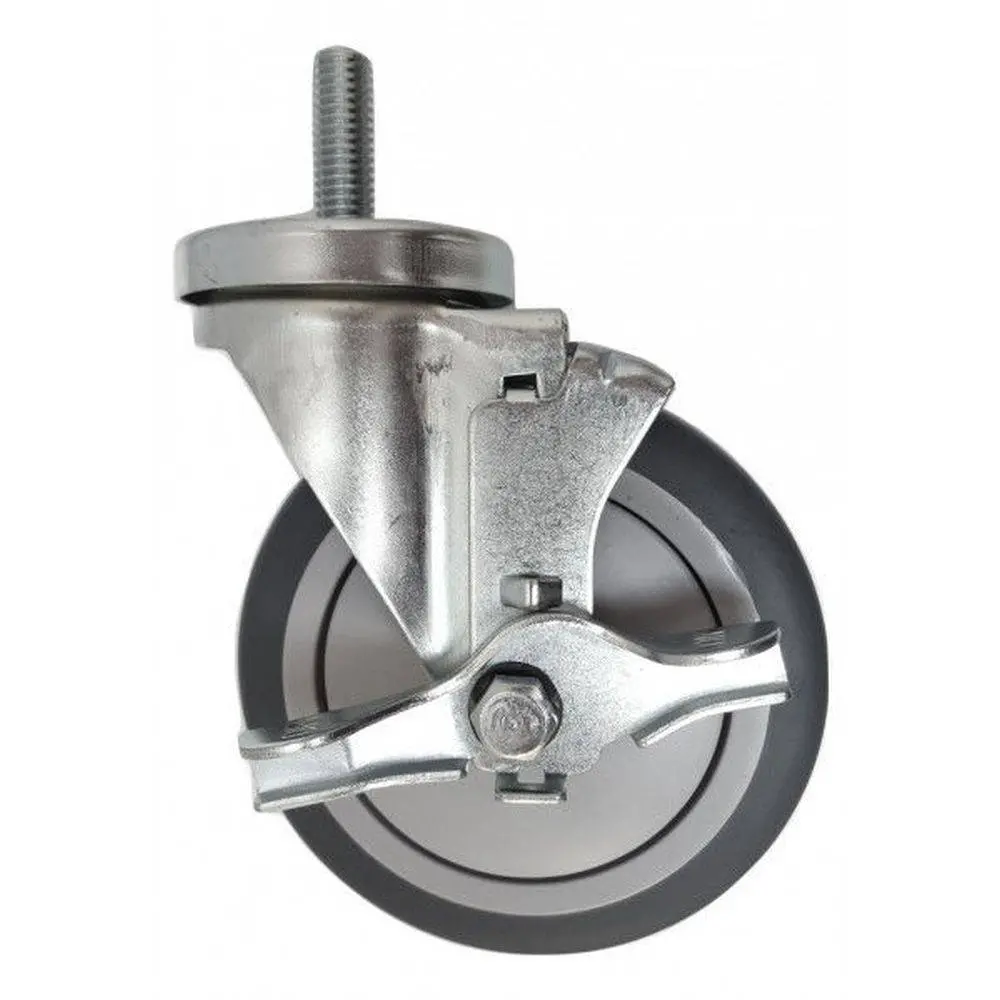 5" X 1-1/4" Thermo-Pro Wheel Threaded Swivel Stem Caster, Brake (1/2") 300 Lbs. Cap 1