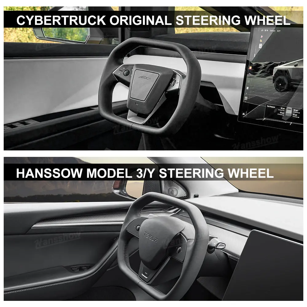 Cyber Steering Wheel For Model Y / 3 Inspired By Cybertruck Style 2