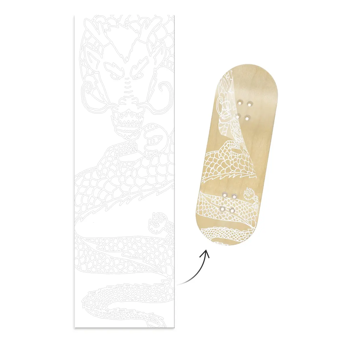 "White Dragon Born" Wellventions Collaboration Deck Graphic Wrap - Designed By Christian - 35Mm X 110Mm (Transparent Background) 1