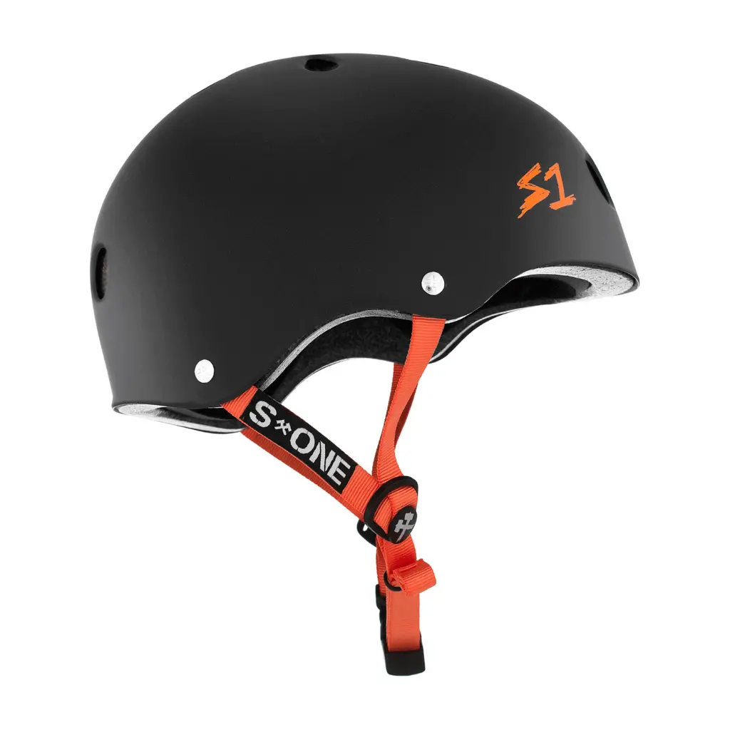 S1 Lifer Matte Black With Orange Straps Helmet 2