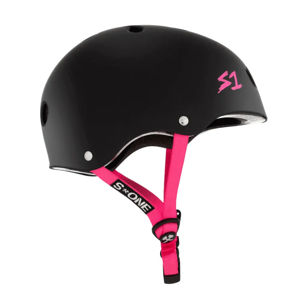 S1 Lifer Matte Black With Pink Straps Helmet 2