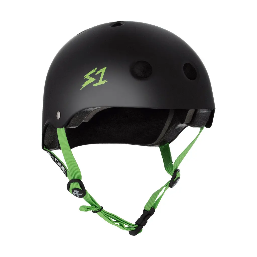 S1 Lifer Matte Black With Green Straps Helmet 1