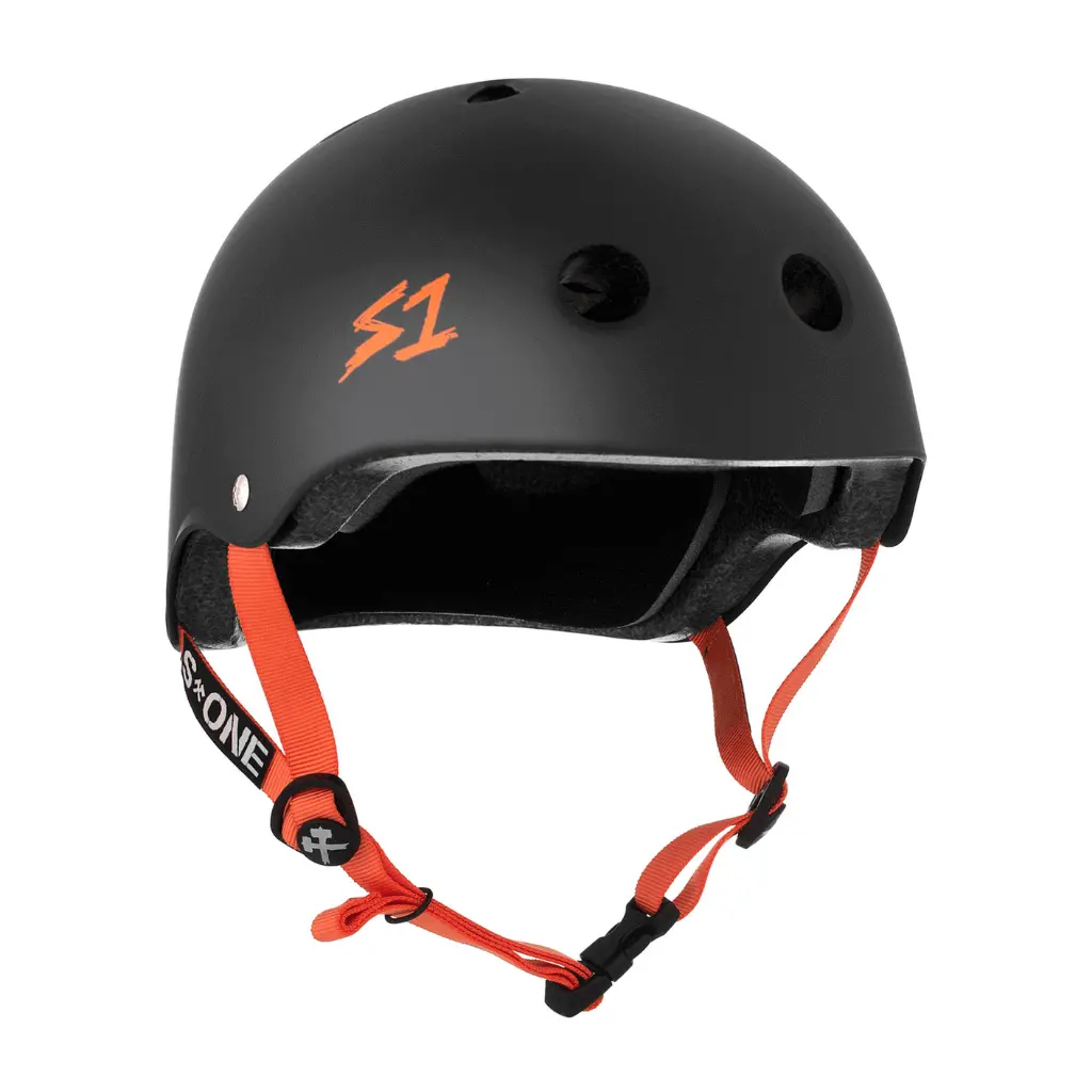 S1 Lifer Matte Black With Orange Straps Helmet 1