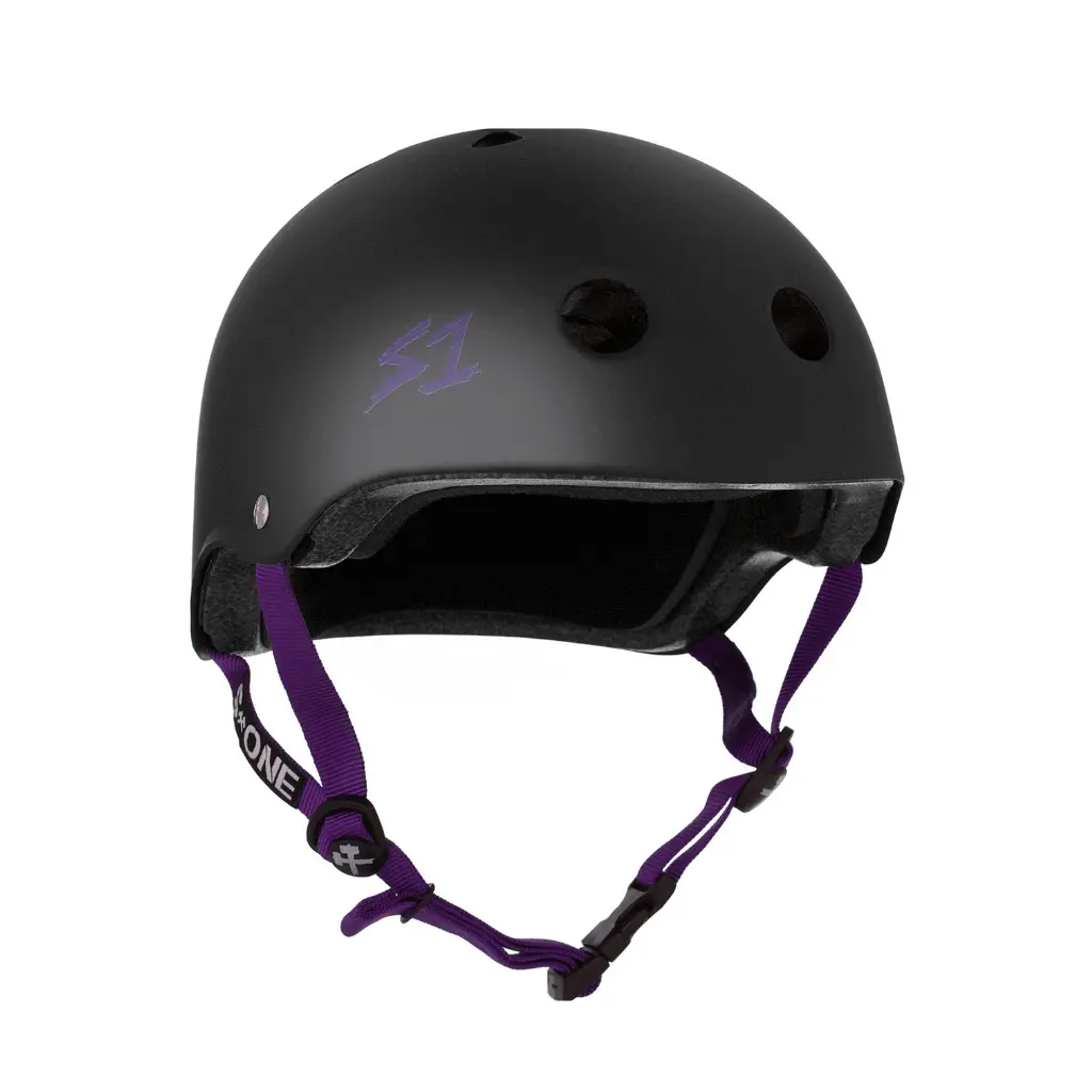 S1 Lifer Matte Black With Purple Straps Helmet 1