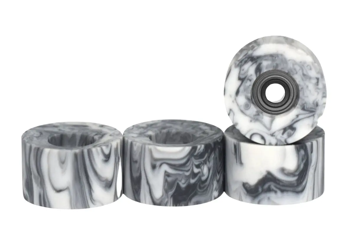 Apex Crusier Wheels - 61D Urethane - Abec-9 Bearings - "Grey & White Swirl" 1