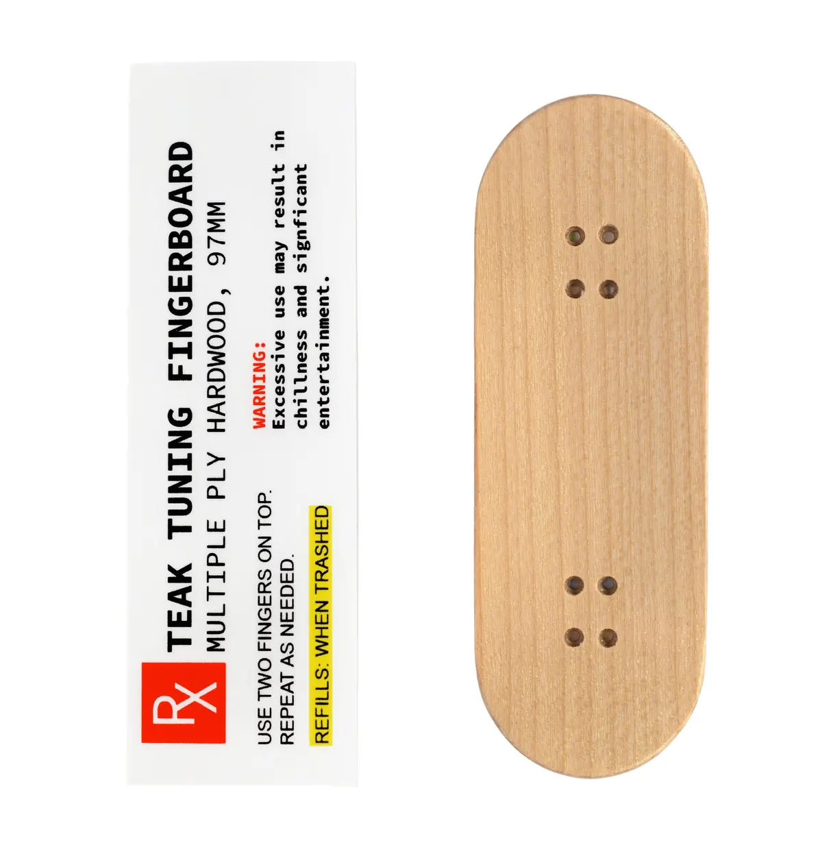 Teak Swap Fingerboard Deck & Graphic Wrap - "Teak Prescription" - 32Mm X 97Mm 1