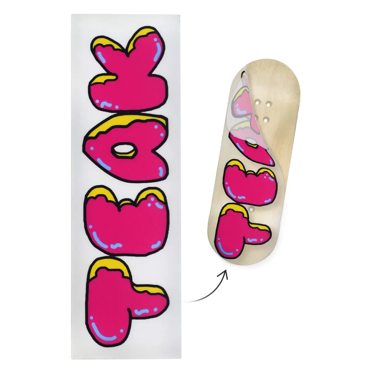 "Donut Teak Logo, White" Deck Graphic Wrap (Transparent Background) - 35Mm X 110Mm 1