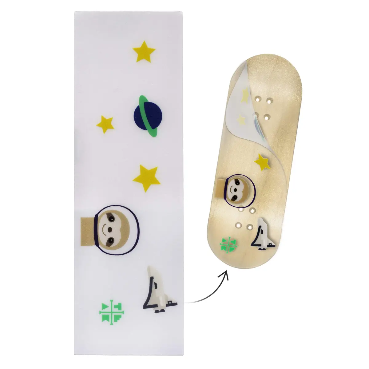 "Sloth In Space" Deck Graphic Wrap (Transparent Background) - 35Mm X 110Mm 1