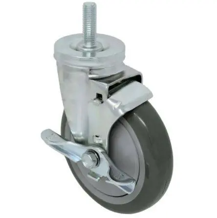 3" X 1-1/4" Thermo-Pro Threaded Swivel Stem Caster, Brake (1-1/2"), 210 Lbs. Capacity 1