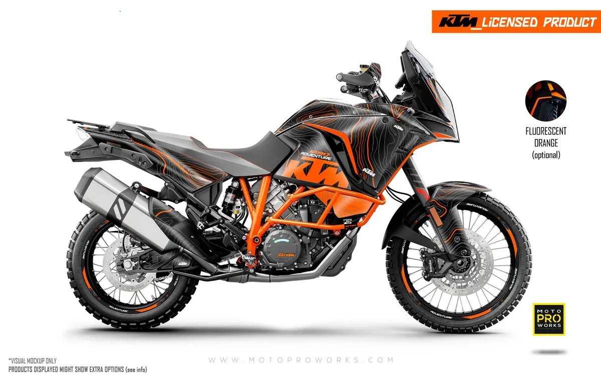Ktm 1290 Super Adventure Graphics - "Topography" (Black/Orange) 1