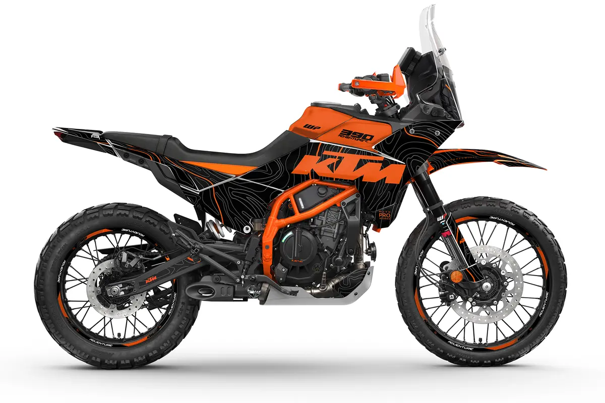 Ktm 390 Adventure R / X Graphics - "Topography" (Black/Orange) 1