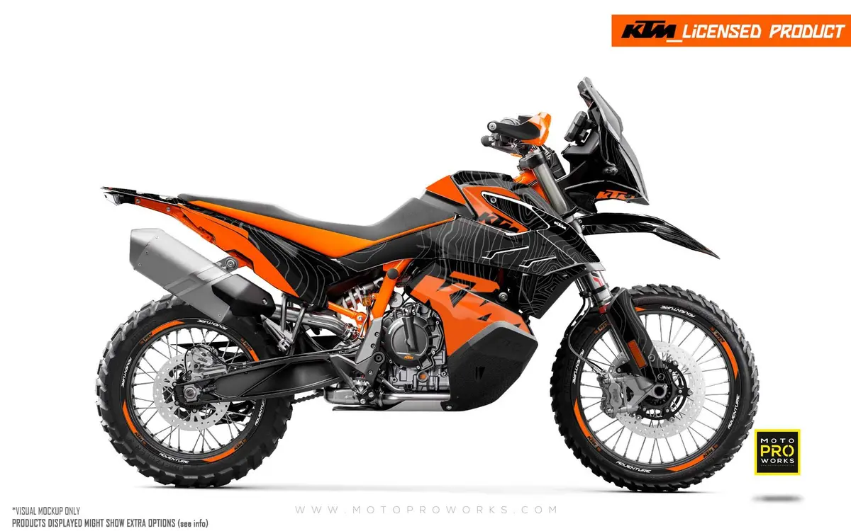 Ktm 790/890 Adventure R/S Graphics - "Topography" (Black/Orange) 1