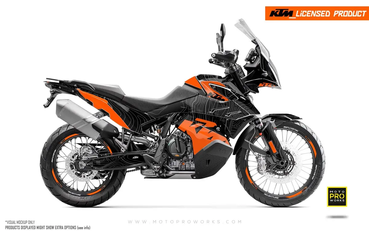 Ktm 790/890 Adventure R/S Graphics - "Topography" (Black/Orange) 2