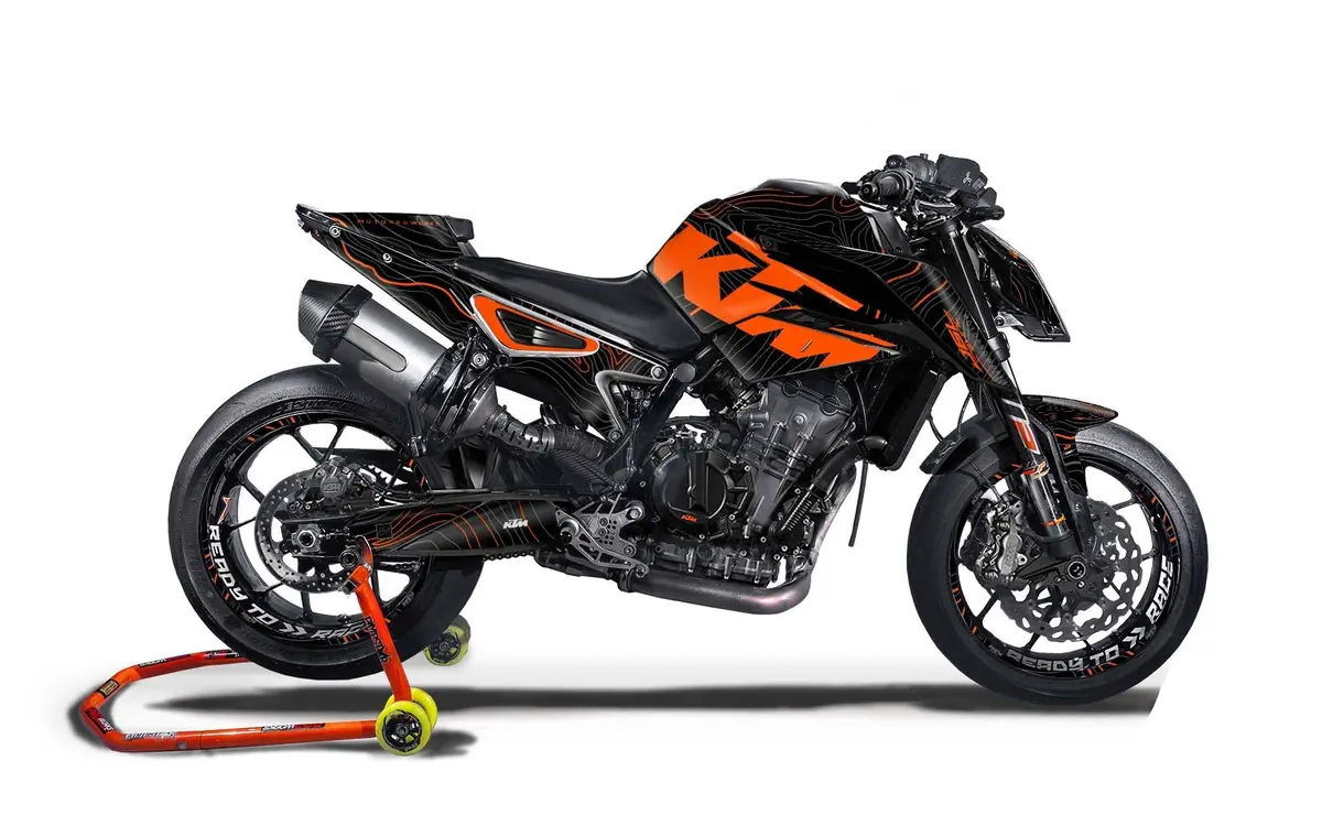 Ktm 790/890 Duke Graphics - "Topography" (Black/Orange) 1
