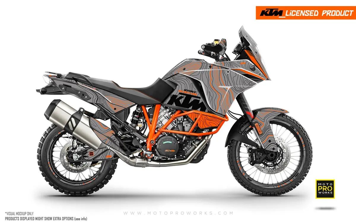 Ktm 1090 Adventure Graphics - "Topography" (Grey/Orange) 1