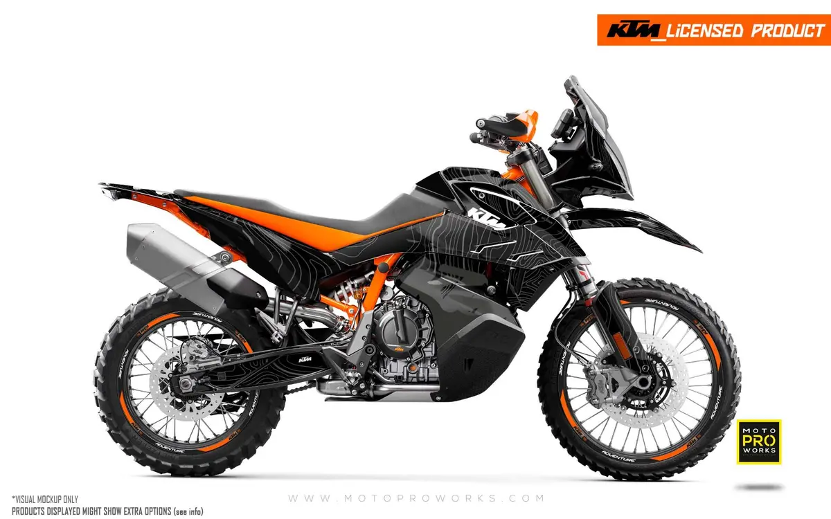 Ktm 790/890 Adventure R/S Graphics - "Topography" (Grey/White) 1