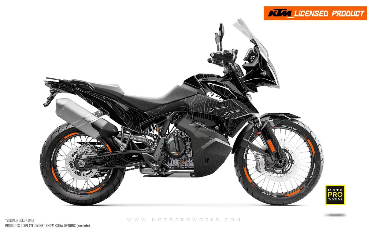 Ktm 790/890 Adventure R/S Graphics - "Topography" (Grey/White) 2