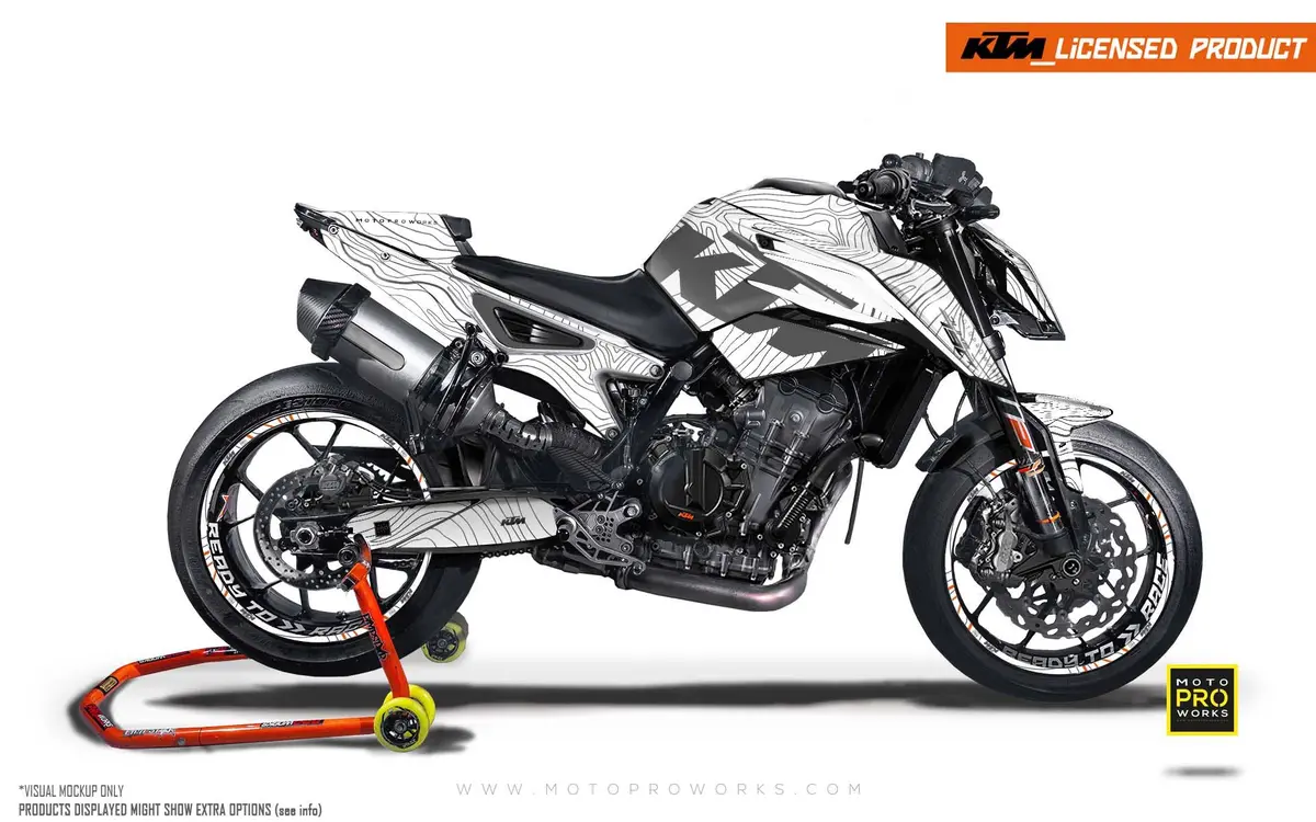 Ktm 790/890 Duke Graphics - "Topography" (White) 1
